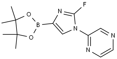 2-(2-fluoro-4-(4,4,5,5-tetramethyl-1,3,2-dioxaborolan-2-yl)-1H-imidazol-1-yl)pyrazine Structure