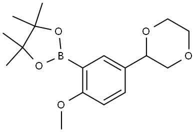 2-(5-(1,4-dioxan-2-yl)-2-methoxyphenyl)-4,4,5,5-tetramethyl-1,3,2-dioxaborolane Structure