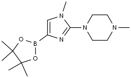 1-methyl-4-(1-methyl-4-(4,4,5,5-tetramethyl-1,3,2-dioxaborolan-2-yl)-1H-imidazol-2-yl)piperazine Struktur