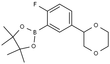 2-(5-(1,4-dioxan-2-yl)-2-fluorophenyl)-4,4,5,5-tetramethyl-1,3,2-dioxaborolane Structure