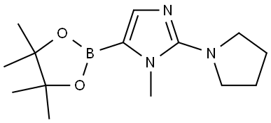 1-methyl-2-(pyrrolidin-1-yl)-5-(4,4,5,5-tetramethyl-1,3,2-dioxaborolan-2-yl)-1H-imidazole Struktur