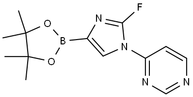 4-(2-fluoro-4-(4,4,5,5-tetramethyl-1,3,2-dioxaborolan-2-yl)-1H-imidazol-1-yl)pyrimidine Struktur