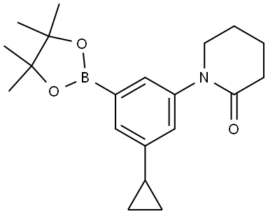 1-(3-cyclopropyl-5-(4,4,5,5-tetramethyl-1,3,2-dioxaborolan-2-yl)phenyl)piperidin-2-one Struktur