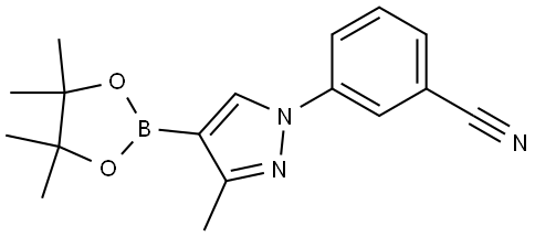 3-(3-methyl-4-(4,4,5,5-tetramethyl-1,3,2-dioxaborolan-2-yl)-1H-pyrazol-1-yl)benzonitrile Struktur