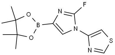 4-(2-fluoro-4-(4,4,5,5-tetramethyl-1,3,2-dioxaborolan-2-yl)-1H-imidazol-1-yl)thiazole Struktur