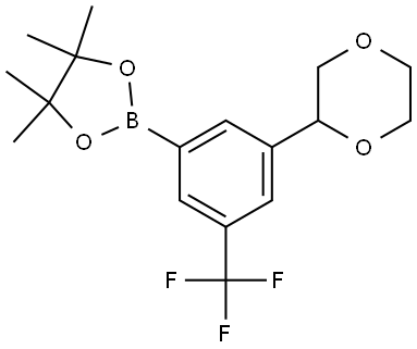 2-(3-(1,4-dioxan-2-yl)-5-(trifluoromethyl)phenyl)-4,4,5,5-tetramethyl-1,3,2-dioxaborolane Structure