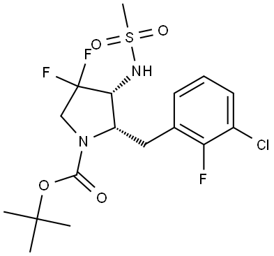 tert-butyl (2S,3R)-2-[(3-chloro-2-fluorophenyl)methyl]-4,4-difluoro-3-methanesulfonamidopyrrolidine-1-carboxylate Struktur