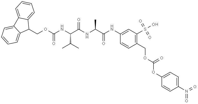 Fmoc-Val-Ala-Sulfo-PAB-PNP Struktur