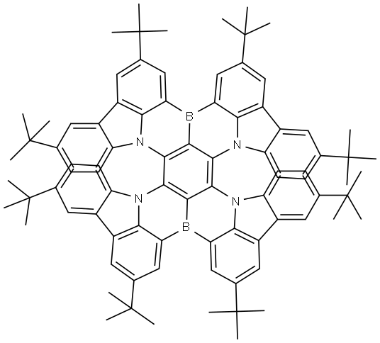 7b,7e,21b,21e-Tetraaza-14b,28b-diboradifluorantheno[1,2,3-hi:1',2',3'-st]diindeno[1,2,3-de:1',2',3'-op]pentacene, 2,5,10,13,16,19,24,27-octakis(1,1-dimethylethyl)- Struktur