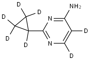 2-(cyclopropyl-d5)pyrimidin-5,6-d2-4-amine Struktur