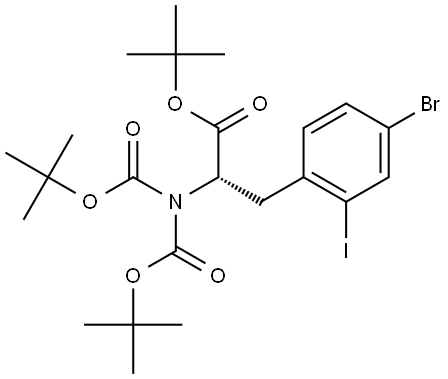 L-Phenylalanine, 4-bromo-N,N-bis[(1,1-dimethylethoxy)carbonyl]-2-iodo-, 1,1-dimethylethyl ester Struktur