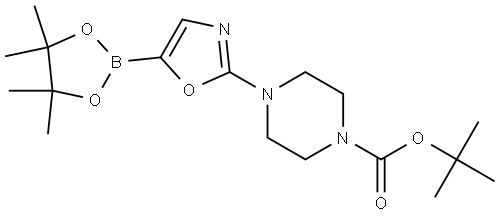 1-Piperazinecarboxylic acid, 4-[5-(4,4,5,5-tetramethyl-1,3,2-dioxaborolan-2-yl)-2-oxazolyl]-, 1,1-dimethylethyl ester Struktur