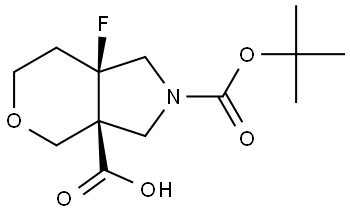 rel-2-(1,1-Dimethylethyl) (3aR,7aR)-7a-fluorotetrahydropyrano[3,4-c]pyrrole-2,3a(3H,4H)-dicarboxylate Struktur