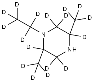 1-(ethyl-d5)-2,5-bis(methyl-d3)piperazine-2,3,3,5,6,6-d6 Struktur