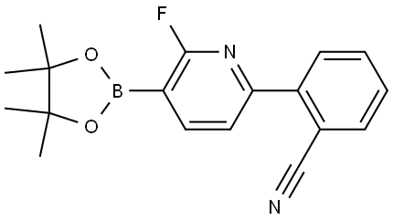 2-(6-fluoro-5-(4,4,5,5-tetramethyl-1,3,2-dioxaborolan-2-yl)pyridin-2-yl)benzonitrile Struktur