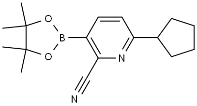 6-cyclopentyl-3-(4,4,5,5-tetramethyl-1,3,2-dioxaborolan-2-yl)picolinonitrile Struktur