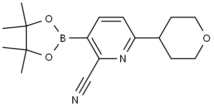 6-(tetrahydro-2H-pyran-4-yl)-3-(4,4,5,5-tetramethyl-1,3,2-dioxaborolan-2-yl)picolinonitrile Struktur