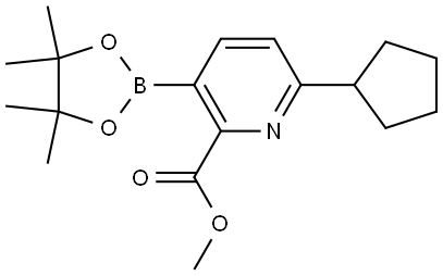 methyl 6-cyclopentyl-3-(4,4,5,5-tetramethyl-1,3,2-dioxaborolan-2-yl)picolinate Struktur