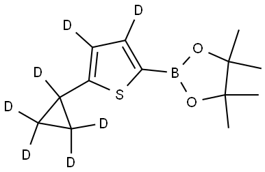 2-(5-(cyclopropyl-d5)thiophen-2-yl-3,4-d2)-4,4,5,5-tetramethyl-1,3,2-dioxaborolane Struktur