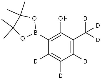 2-(methyl-d3)-6-(4,4,5,5-tetramethyl-1,3,2-dioxaborolan-2-yl)phen-3,4,5-d3-ol Struktur