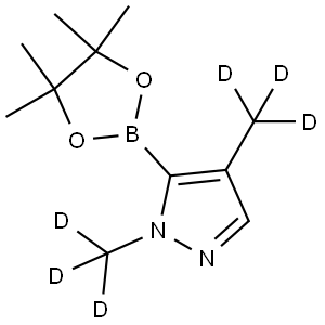 1,4-bis(methyl-d3)-5-(4,4,5,5-tetramethyl-1,3,2-dioxaborolan-2-yl)-1H-pyrazole Struktur