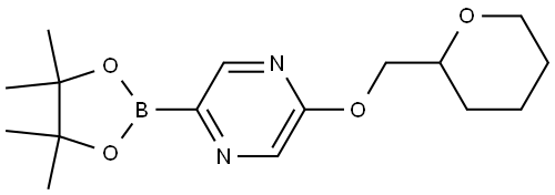 2-((tetrahydro-2H-pyran-2-yl)methoxy)-5-(4,4,5,5-tetramethyl-1,3,2-dioxaborolan-2-yl)pyrazine Struktur