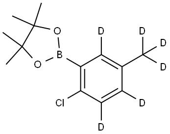 2-(2-chloro-5-(methyl-d3)phenyl-3,4,6-d3)-4,4,5,5-tetramethyl-1,3,2-dioxaborolane Struktur