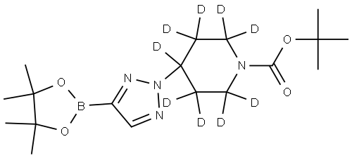 tert-butyl 4-(4-(4,4,5,5-tetramethyl-1,3,2-dioxaborolan-2-yl)-2H-1,2,3-triazol-2-yl)piperidine-1-carboxylate-2,2,3,3,4,5,5,6,6-d9 Struktur