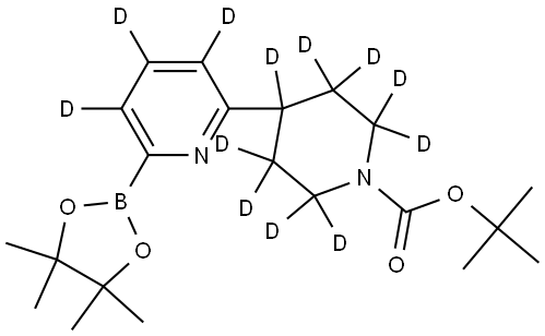 tert-butyl 4-(6-(4,4,5,5-tetramethyl-1,3,2-dioxaborolan-2-yl)pyridin-2-yl-3,4,5-d3)piperidine-1-carboxylate-2,2,3,3,4,5,5,6,6-d9 Struktur