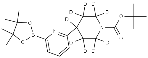 tert-butyl 4-(6-(4,4,5,5-tetramethyl-1,3,2-dioxaborolan-2-yl)pyridin-2-yl)piperidine-1-carboxylate-2,2,3,3,4,5,5,6,6-d9 Struktur