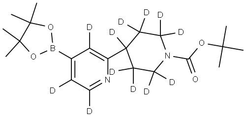 tert-butyl 4-(4-(4,4,5,5-tetramethyl-1,3,2-dioxaborolan-2-yl)pyridin-2-yl-3,5,6-d3)piperidine-1-carboxylate-2,2,3,3,4,5,5,6,6-d9 Struktur