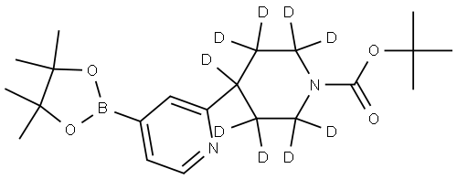 tert-butyl 4-(4-(4,4,5,5-tetramethyl-1,3,2-dioxaborolan-2-yl)pyridin-2-yl)piperidine-1-carboxylate-2,2,3,3,4,5,5,6,6-d9 Struktur