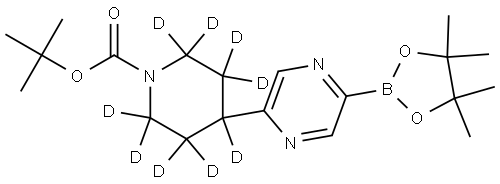 tert-butyl 4-(5-(4,4,5,5-tetramethyl-1,3,2-dioxaborolan-2-yl)pyrazin-2-yl)piperidine-1-carboxylate-2,2,3,3,4,5,5,6,6-d9 Struktur