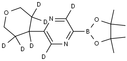 2-(tetrahydro-2H-pyran-4-yl-3,3,4,5,5-d5)-5-(4,4,5,5-tetramethyl-1,3,2-dioxaborolan-2-yl)pyrazine-3,6-d2 Struktur