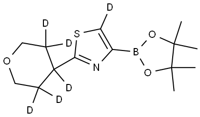 2-(tetrahydro-2H-pyran-4-yl-3,3,4,5,5-d5)-4-(4,4,5,5-tetramethyl-1,3,2-dioxaborolan-2-yl)thiazole-5-d Struktur