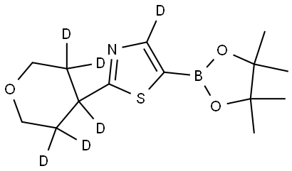 2-(tetrahydro-2H-pyran-4-yl-3,3,4,5,5-d5)-5-(4,4,5,5-tetramethyl-1,3,2-dioxaborolan-2-yl)thiazole-4-d Struktur