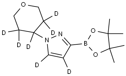 1-(tetrahydro-2H-pyran-4-yl-3,3,4,5,5-d5)-3-(4,4,5,5-tetramethyl-1,3,2-dioxaborolan-2-yl)-1H-pyrazole-4,5-d2 Struktur