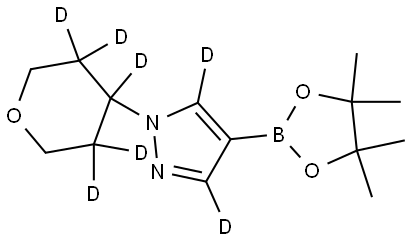 1-(tetrahydro-2H-pyran-4-yl-3,3,4,5,5-d5)-4-(4,4,5,5-tetramethyl-1,3,2-dioxaborolan-2-yl)-1H-pyrazole-3,5-d2 Struktur