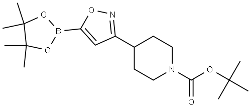 tert-butyl 4-(5-(4,4,5,5-tetramethyl-1,3,2-dioxaborolan-2-yl)isoxazol-3-yl)piperidine-1-carboxylate Struktur