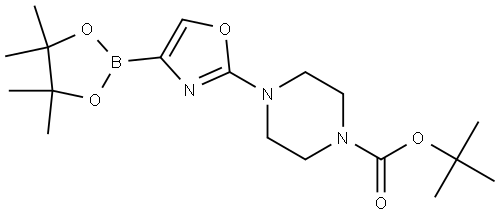 tert-butyl 4-(4-(4,4,5,5-tetramethyl-1,3,2-dioxaborolan-2-yl)oxazol-2-yl)piperazine-1-carboxylate Struktur