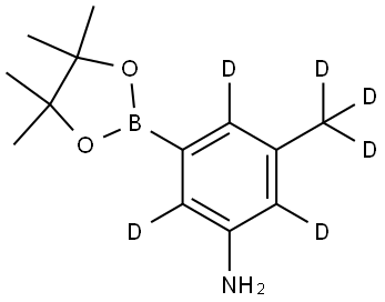 3-(methyl-d3)-5-(4,4,5,5-tetramethyl-1,3,2-dioxaborolan-2-yl)benzen-2,4,6-d3-amine Struktur