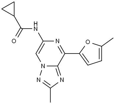 N-(2-methyl-8-(5-methylfuran-2-yl)-[1,2,4]triazolo[1,5-a]pyrazin-6-yl)cyclopropanecarboxamide Struktur