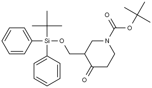 1-Piperidinecarboxylic acid, 3-[[[(1,1-dimethylethyl)diphenylsilyl]oxy]methyl]-4-oxo-, 1,1-dimethylethyl ester Struktur