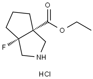 Cyclopenta[c]pyrrole-3a(1H)-carboxylic acid, 6a-fluorohexahydro-, ethyl ester, hydrochloride (1:1), (3aR,6aS)-rel- Struktur