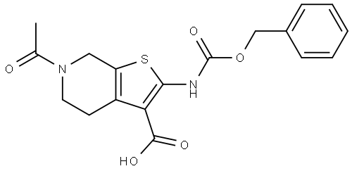 Thieno[2,3-c]pyridine-3-carboxylic acid, 6-acetyl-4,5,6,7-tetrahydro-2-[[(phenylmethoxy)carbonyl]amino]- Struktur