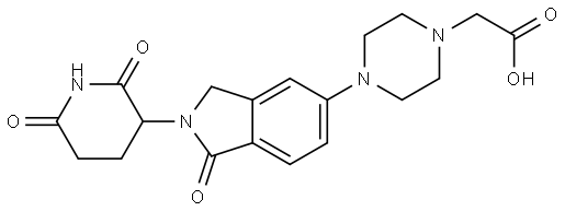 2-[4-[2-(2,6-Dioxo-3-piperidyl)-1-oxo-5-isoindolinyl]-1-piperazinyl]acetic Acid Struktur