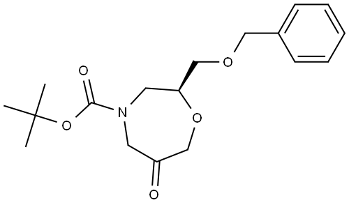 1,4-Oxazepine-4(5H)-carboxylic acid, tetrahydro-6-oxo-2-[(phenylmethoxy)methyl]-, 1,1-dimethylethyl ester, (2S)- Struktur