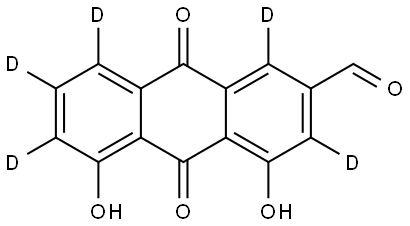 4,5-dihydroxy-9,10-dioxo-9,10-dihydroanthracene-1,3,6,7,8-d5-2-carbaldehyde Struktur