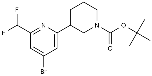 tert-butyl 3-(4-bromo-6-(difluoromethyl)pyridin-2-yl)piperidine-1-carboxylate Struktur