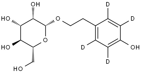 (2R,3S,4S,5S,6R)-2-(hydroxymethyl)-6-(2-(4-hydroxyphenyl-2,3,5,6-d4)ethoxy)tetrahydro-2H-pyran-3,4,5-triol Struktur